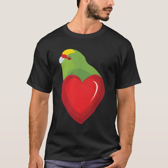 T-shirt Poche de coeur de perruche à perroquet à couronne  (Devant)