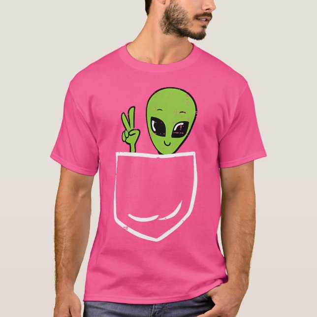 T-shirt Poche De Paix Alien Sur Les Hommes De L'Espace Ext (Devant)