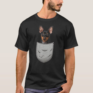 T-shirt Poche de poitrine mini-broche Minpin chien de la b