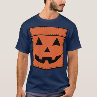 T-shirt Poche Face Citrouille Halloween Jack-o'-lantern