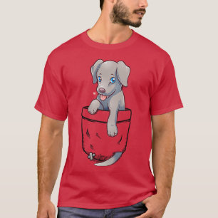 T-shirt Poche mignonne Weimaraner Chien chiot