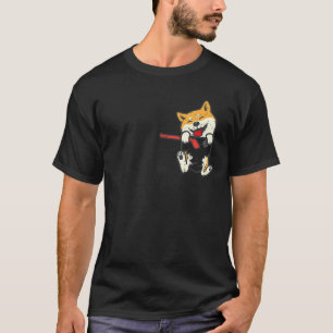 T-shirt Poche Shiba Inu Pieds Ice Hockey Cute Akita Japane