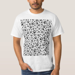 T-shirt Poches de chien noir et blanc Poka Dot