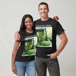 T-shirt Poches de collage Green Vegetable Gherkin Aliments