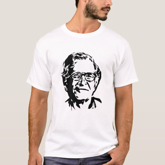T-shirt Pochoir Noam Chomsky blanc (Devant)