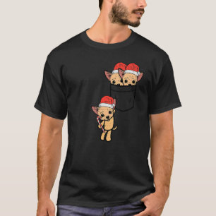 T-shirt Pocket Chichuahuas Chiwawa Père Noël Chien Noël Xm
