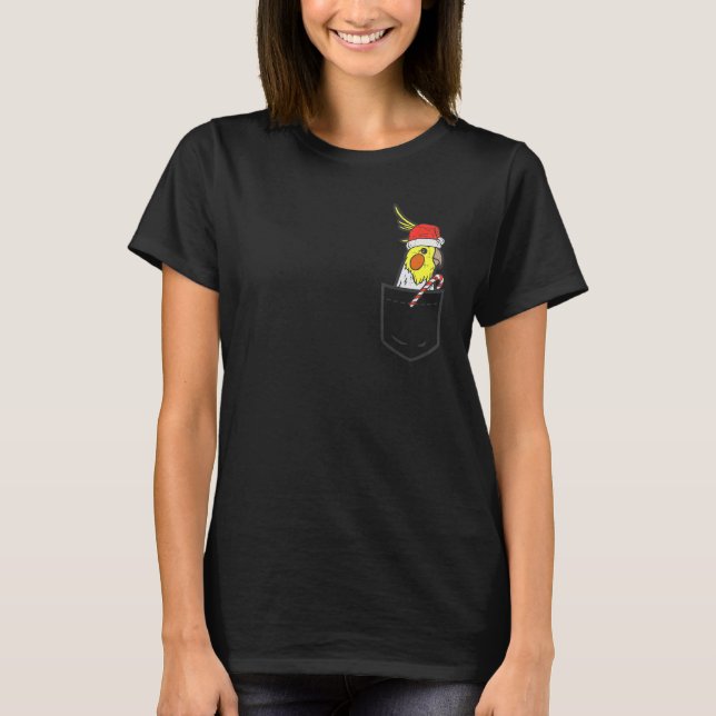 T-shirt Pocket Cockatiel Dog Christmas Xmas Bird Pet Men W (Devant)