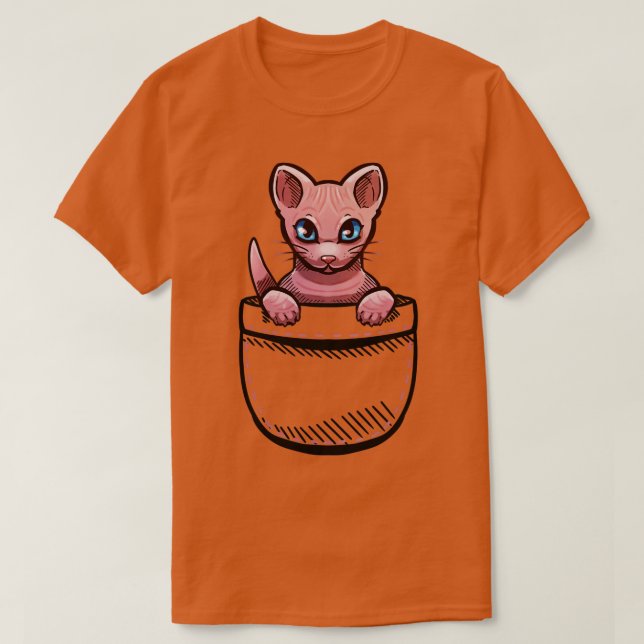 T-shirt Pocket Cute Sphynx Chat (Design devant)