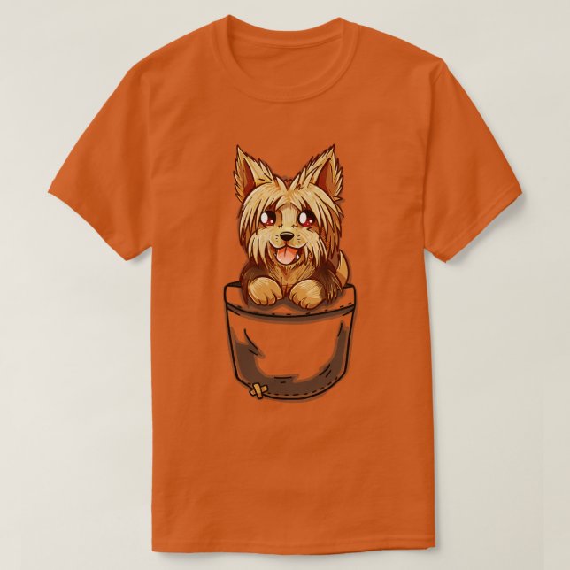 T-shirt Pocket Cute Yorkshire Terrier Puppy (Design devant)