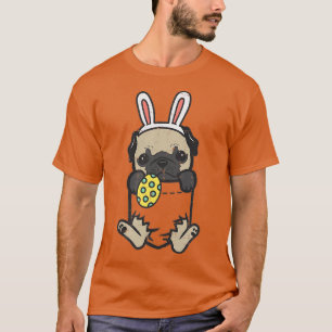 T-shirt Pocket Easter Pug Feet Bunny Dog Lover Owner Men W