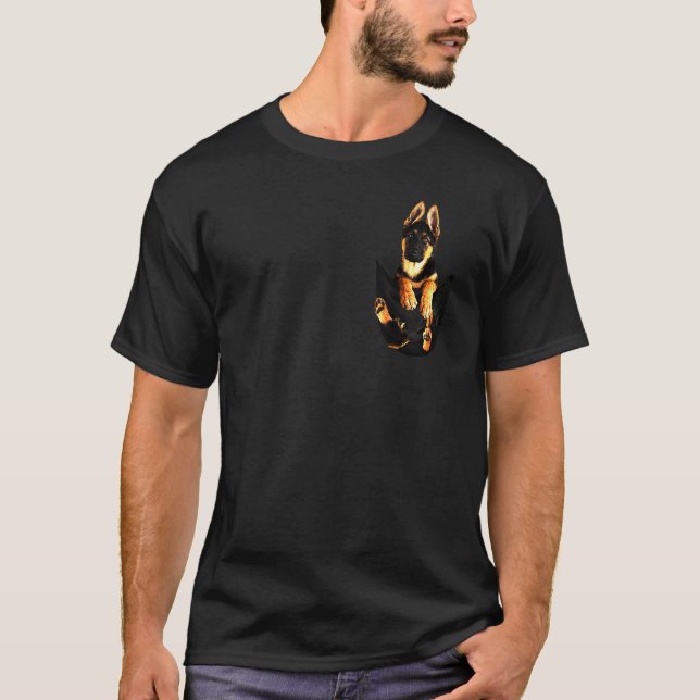 T-shirt Pocket Puppy German Shepherd (Devant)