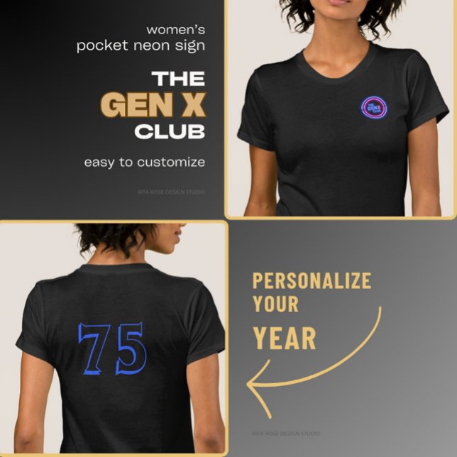 T-shirt Pocket THE GENX CLUB Neon Connexion Année après an (Créateur téléchargé)