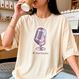 T-shirt Podcast Mic + Votre nom de réseau social