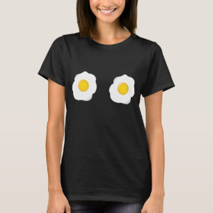 T-shirt Poêles à oeufs frits amusants Foodie à pois plats