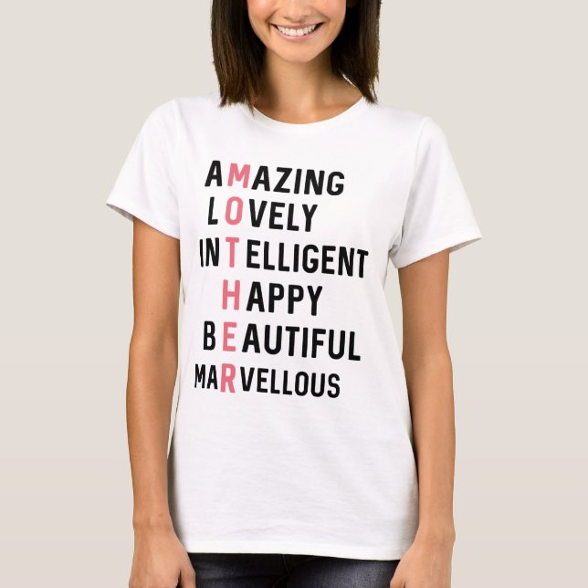 T-shirt Poème Acrostique de la mère // Cadeau de la fête d (Devant)