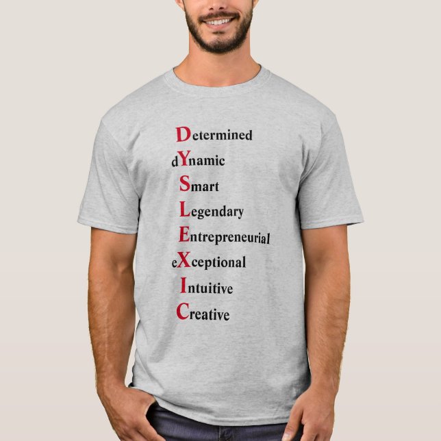 T-shirt Poème acrostique dyslexique ROUGE (Devant)