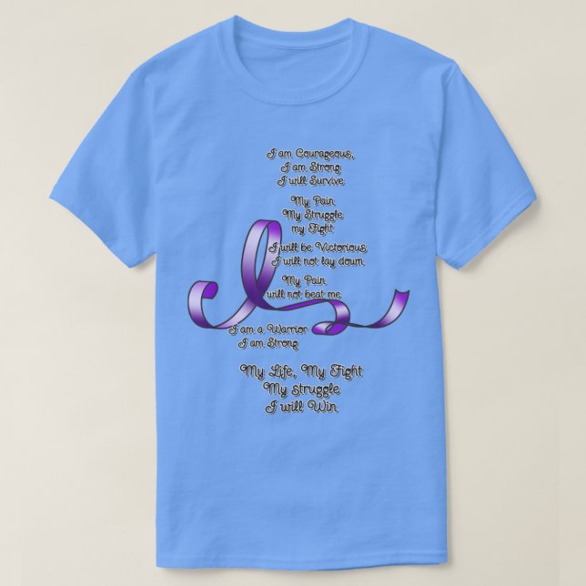T-shirt Poème de sensibilisation au ruban pourpre (Design devant)
