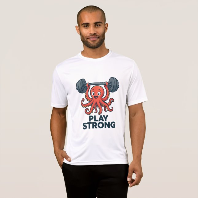 T-shirt Poids Du Cartoon Octopus - Jouer À Une Salle De Sp (Devant entier)