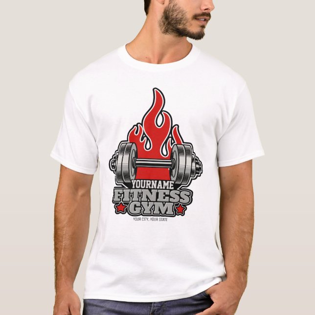 T-shirt Poids Personnalisé Levant Dumbbell Fitness Gym (Devant)