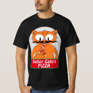 T-shirt Poignée de pizza de Señor Gato Moustache chat