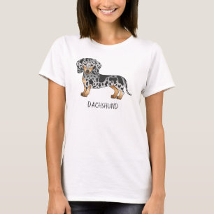 T-shirt Poil court et noir et tan Dachshund et texte