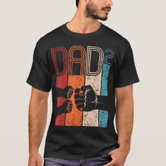 T-shirt Poing Contre Papa Au Carré Rétro Père De Deux Papa