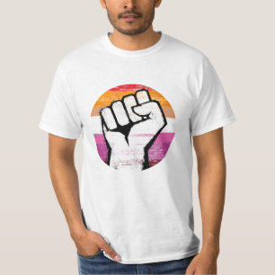 T-shirt Poing de fierté lesbienne impression en cercle