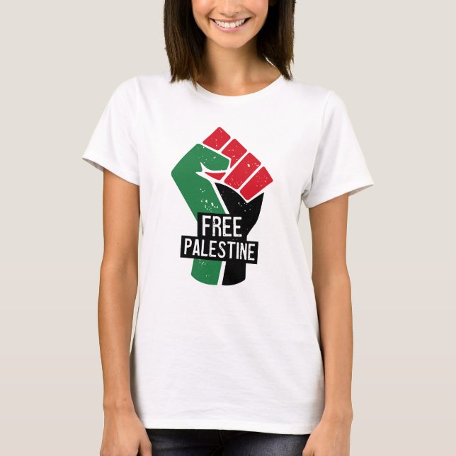 T-shirt Poing du drapeau de la Palestine libre (Devant)