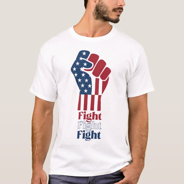 T-shirt Poing Patriot Rouge Blanc & Bleu (Devant)