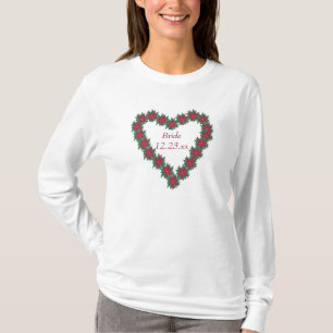 T-shirt Poinsettia Coeur Noël Mariée Tee - shirt