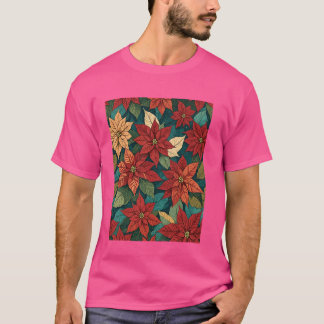 T-shirt Poinsettia Retro Style Art Abstrait Complémentaire