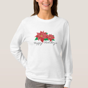 T-shirt Poinsettia rouge bonnes fêtes