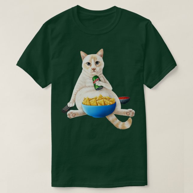 T-shirt Point de flamme Chat blanc siamois avec soda et sn (Design devant)