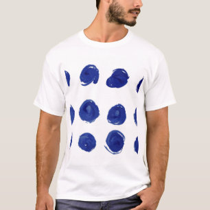T-shirt Point polka, aquarelle bleu indigo.