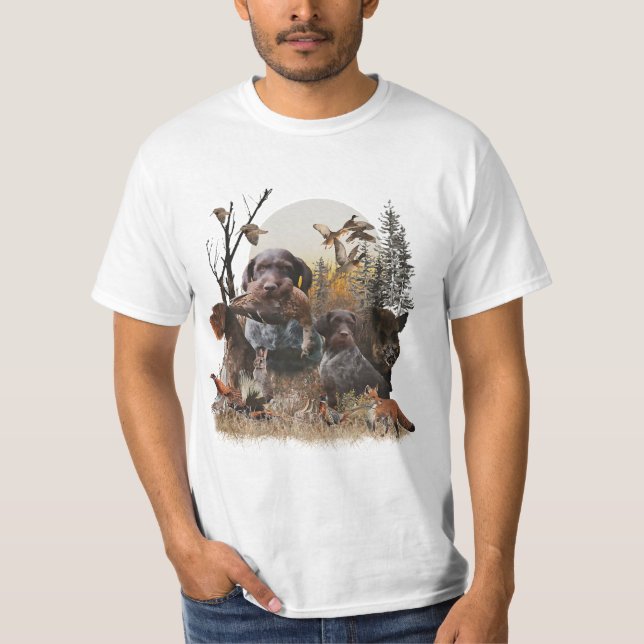 T-shirt pointeur À poils durs allemand (Devant)