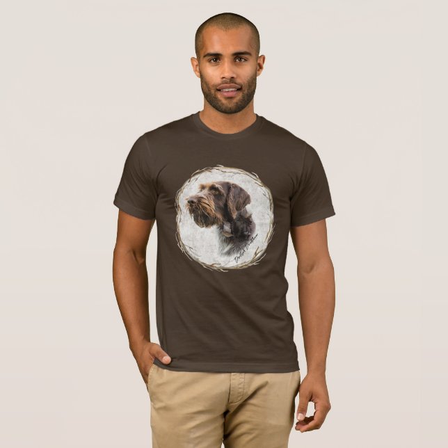 T-shirt pointeur À poils durs allemand (Devant entier)