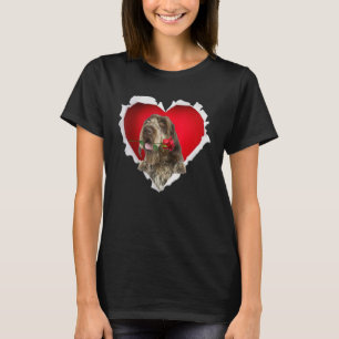 T-shirt Pointeur à poils durs Griffon Chien Rose Coeur Val