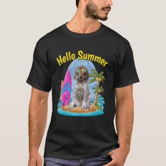 T-shirt Pointeur Allemand à cheveux Bonjour Chien d'été Va