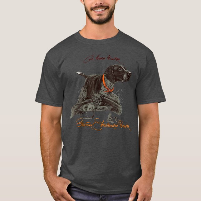 T-shirt Pointeur allemand à cheveux courts Un chasseur né (Devant)