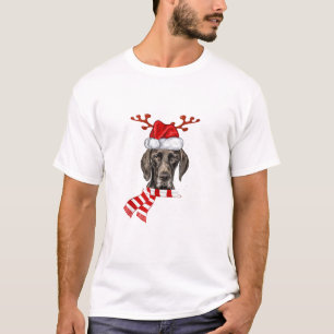 T-shirt Pointeur allemand Antlers Chien Père Noël Chris