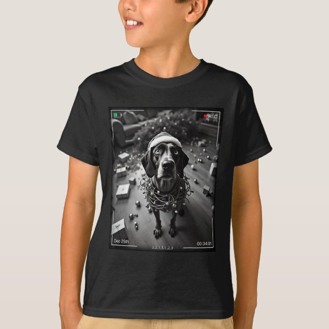 T-shirt Pointeur Allemand De Noël Pris Sur Cam (Devant)