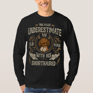 T-shirt Pointeur allemand roux chien vieux homme