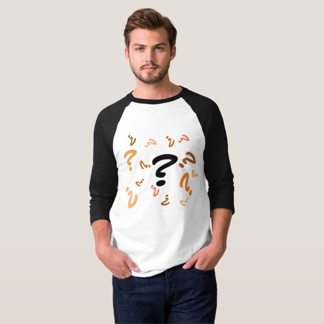 T-shirt - Points d'interrogation en orange et Brow (Devant entier)