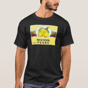 T-shirt Poires de l'Ouest - Étiquette Vintage de fruit