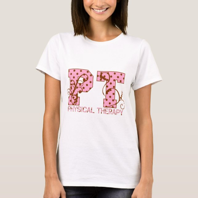 T-shirt pois rose et brun de pinte (Devant)