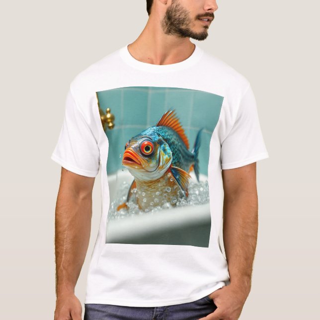 T-shirt Poisson amusant dans le bain (Devant)