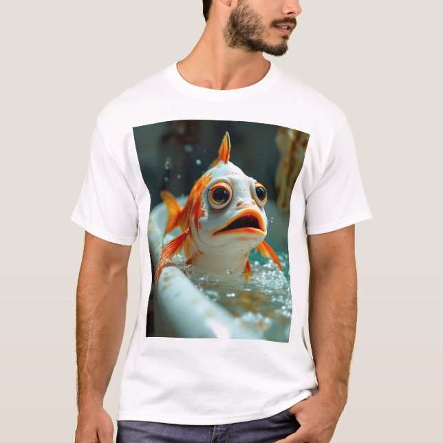 T-shirt Poisson amusant dans le bain (Devant)