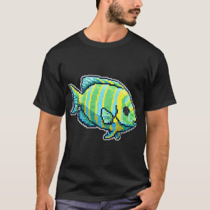 T-shirt Poisson-ange majestueux - Broderie royale bleue et