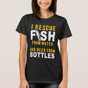 T-shirt Poisson Avant Eau Et Bière Devant Bouteilles Écono