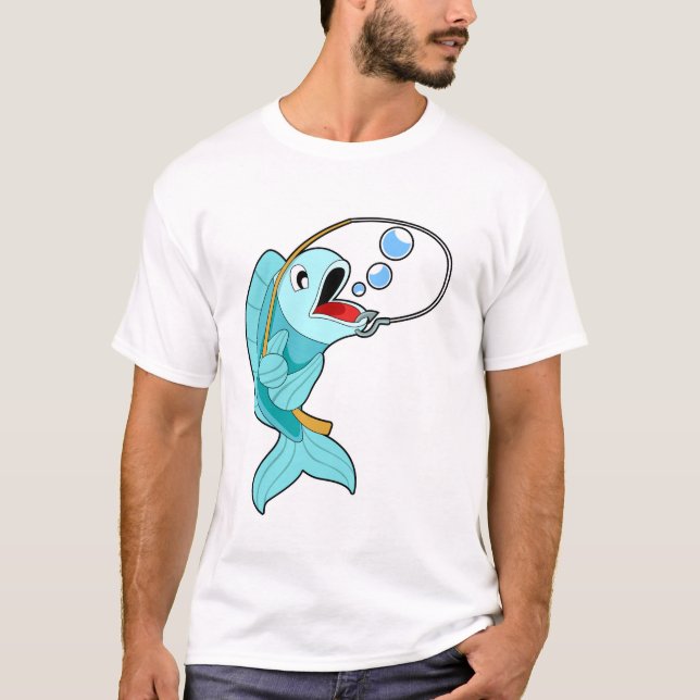 T-shirt Poisson avec canne à pêche (Devant)